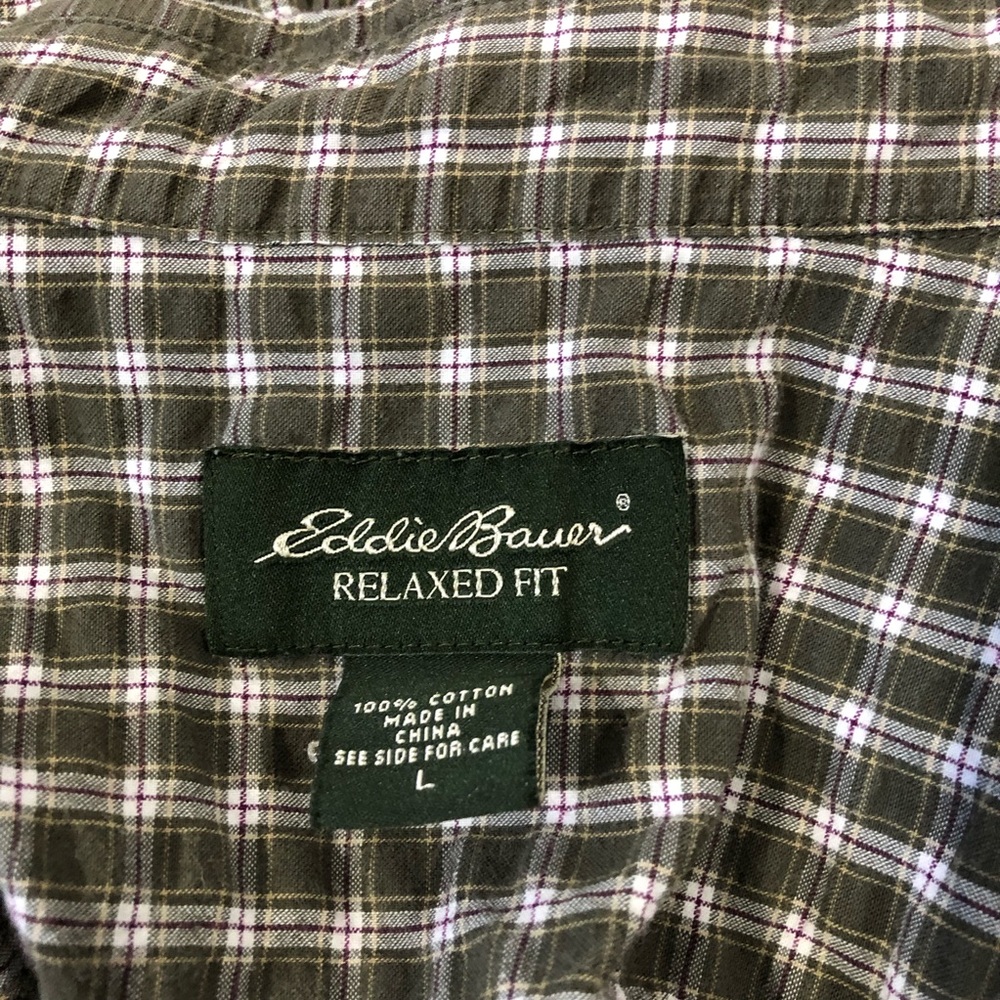 Eddie Bauer Relaxed Fit Green Plaid Casual Shirt - Picture 8 of 8